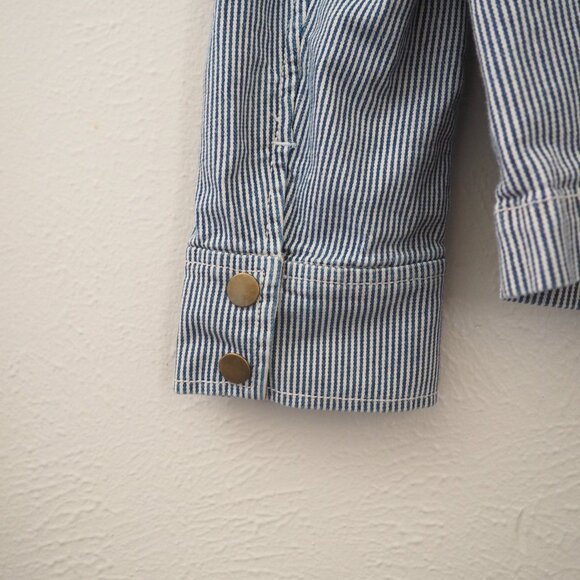 * LOFT Blue White Railroad Stripe Utility Jacket sz M - Picture 8 of 8